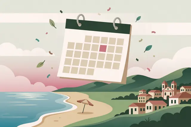 Ilustração de uma folhinha sobre paisagens do Brasil